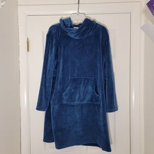 Softies Paddi Murphy Snuggle Lounger ‎ L/XL Blue Cowl Neck Soft Plush Velour EUC